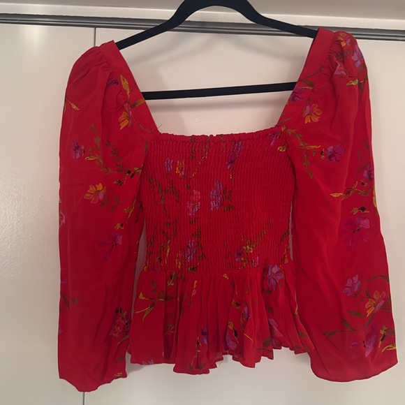 NWOT Lovers + Friends Smocked Faye Floral Puff Sleeve Top - Picture 11 of 11